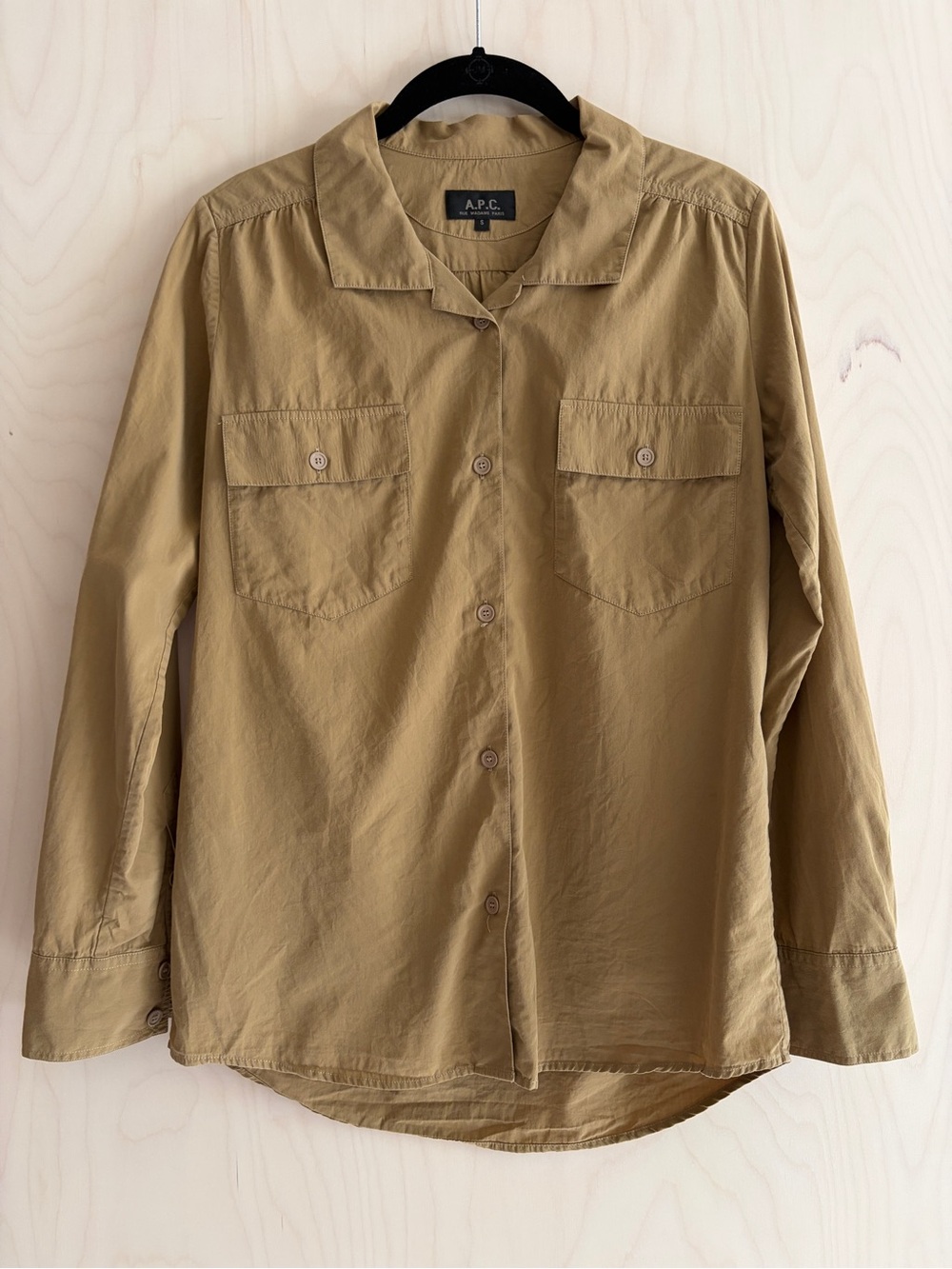 A.P.C. Lightweight Button-Front Shirt Jacket in Khaki